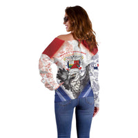 Panama Christmas Off Shoulder Sweater Coat Of Arms Santa Harpy - Wonder Print Shop