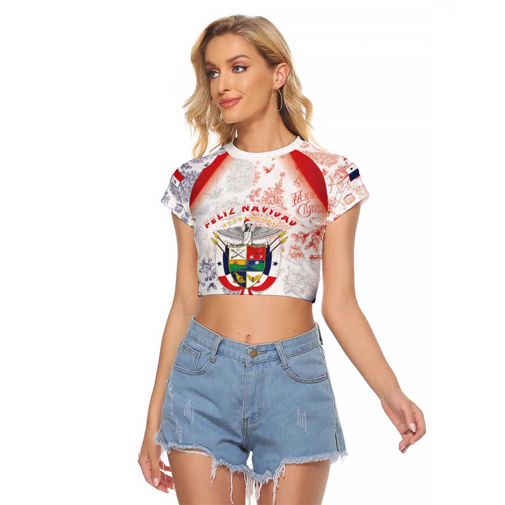 Panama Christmas Raglan Cropped T Shirt Coat Of Arms Santa Harpy - Wonder Print Shop