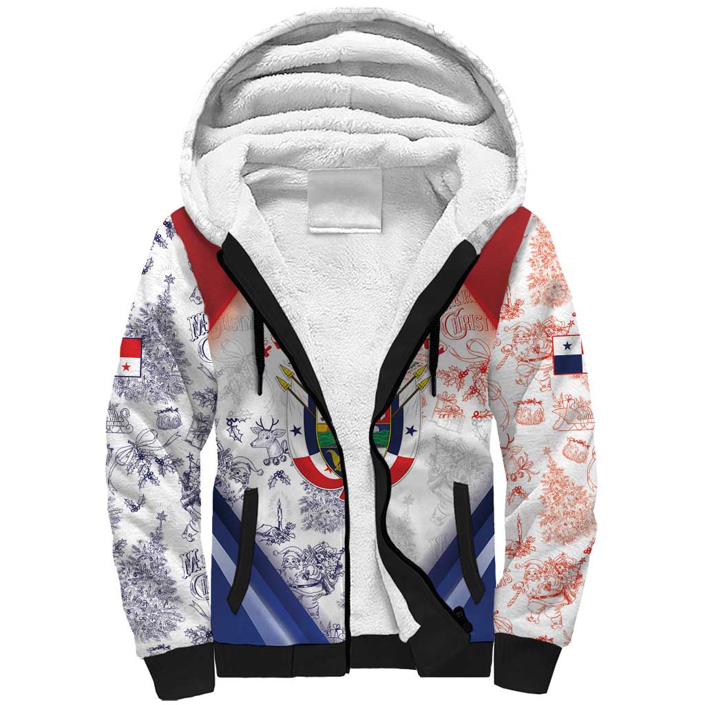 Panama Christmas Sherpa Hoodie Coat Of Arms Santa Harpy - Wonder Print Shop