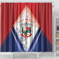 Panama Christmas Shower Curtain Coat Of Arms Santa Harpy - Wonder Print Shop