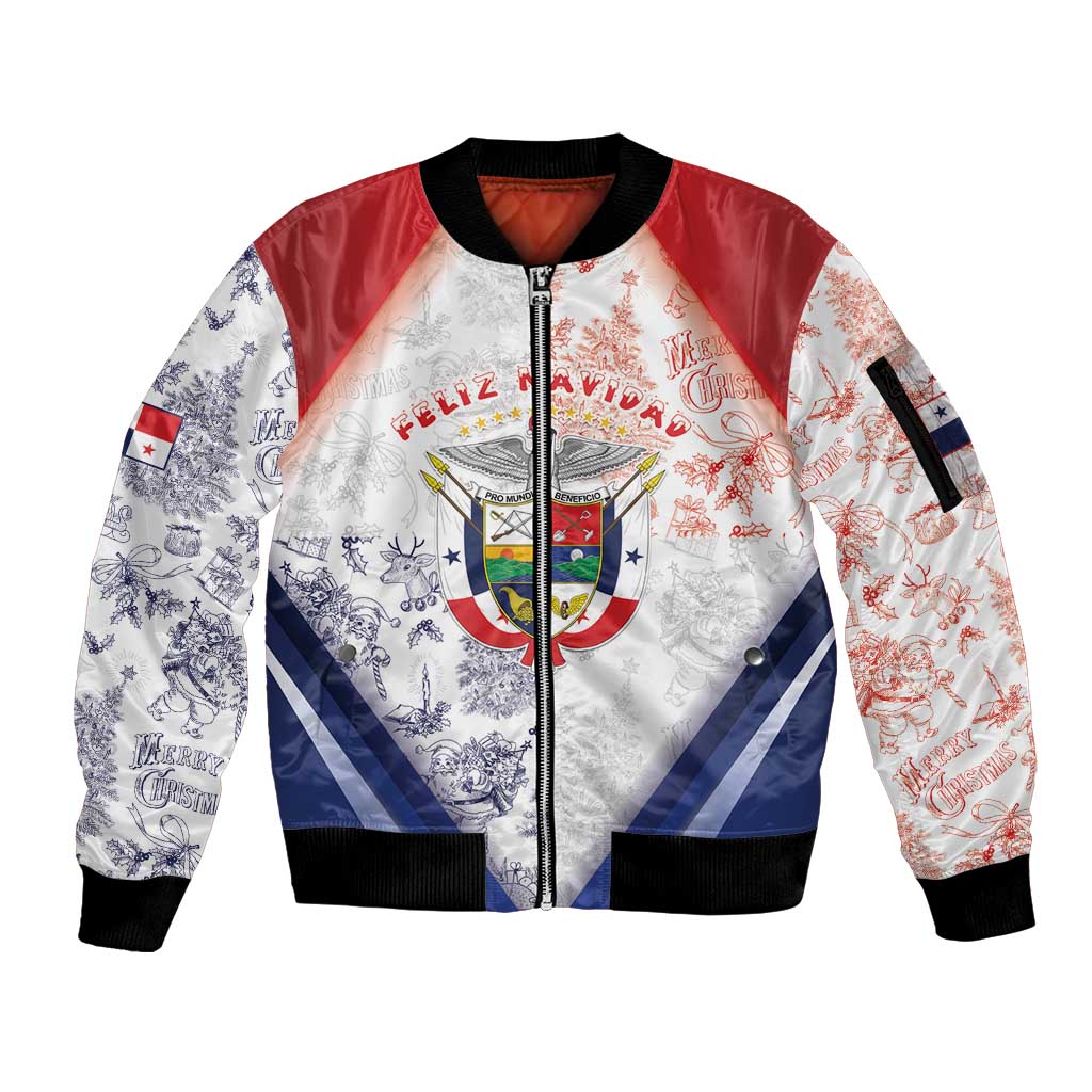 Panama Christmas Sleeve Zip Bomber Jacket Coat Of Arms Santa Harpy - Wonder Print Shop