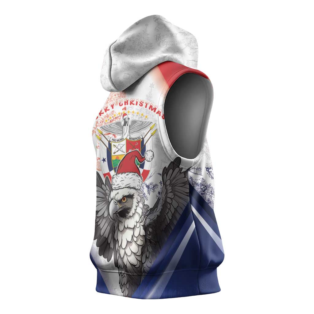 Panama Christmas Sleeveless Hoodie Coat Of Arms Santa Harpy - Wonder Print Shop