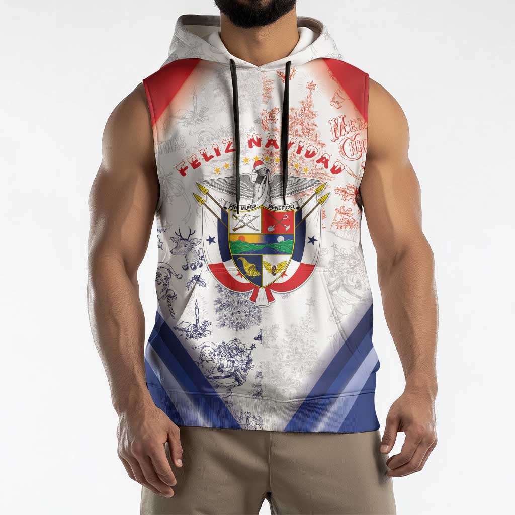 Panama Christmas Sleeveless Hoodie Coat Of Arms Santa Harpy - Wonder Print Shop