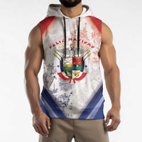 Panama Christmas Sleeveless Hoodie Coat Of Arms Santa Harpy - Wonder Print Shop