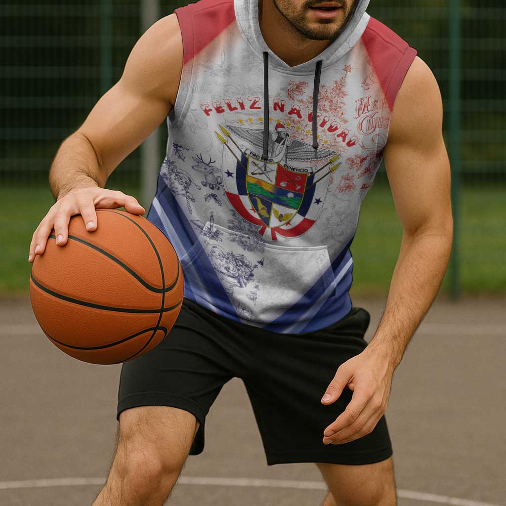 Panama Christmas Sleeveless Hoodie Coat Of Arms Santa Harpy - Wonder Print Shop