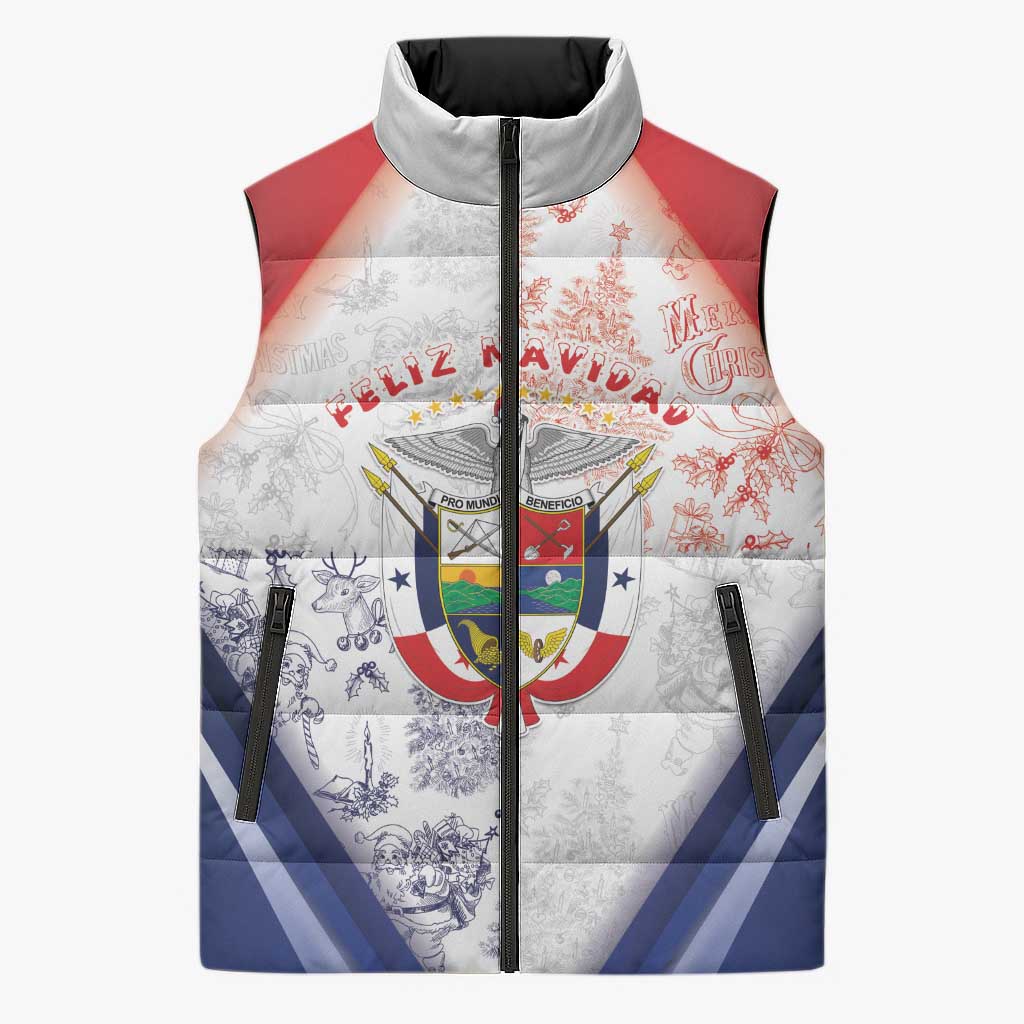 Panama Christmas Sleeveless Puffer Jacket Coat Of Arms Santa Harpy - Wonder Print Shop
