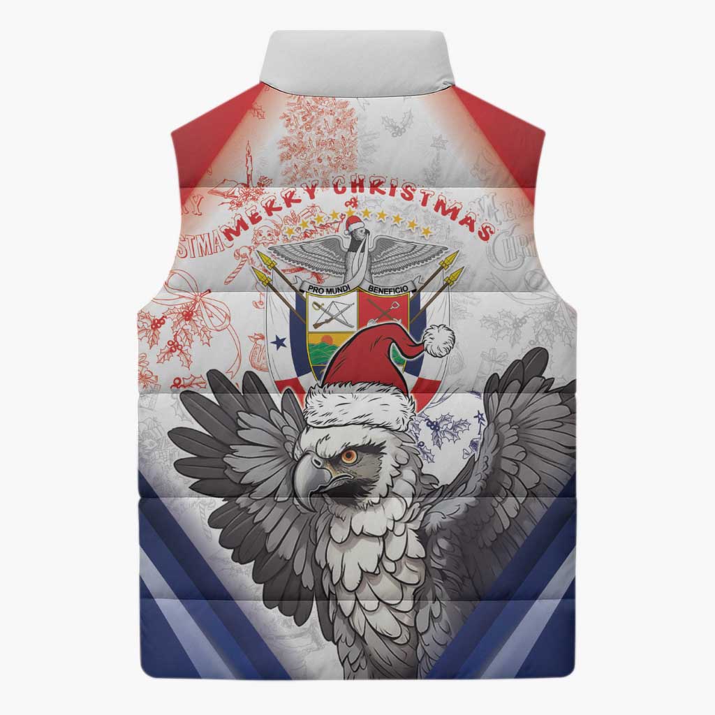 Panama Christmas Sleeveless Puffer Jacket Coat Of Arms Santa Harpy - Wonder Print Shop