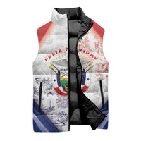 Panama Christmas Sleeveless Puffer Jacket Coat Of Arms Santa Harpy - Wonder Print Shop