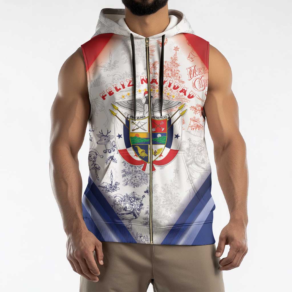 Panama Christmas Sleeveless Zip Hoodie Coat Of Arms Santa Harpy - Wonder Print Shop