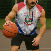 Panama Christmas Sleeveless Zip Hoodie Coat Of Arms Santa Harpy - Wonder Print Shop