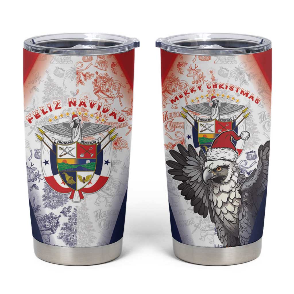 Panama Christmas Tumbler Cup Coat Of Arms Santa Harpy - Wonder Print Shop