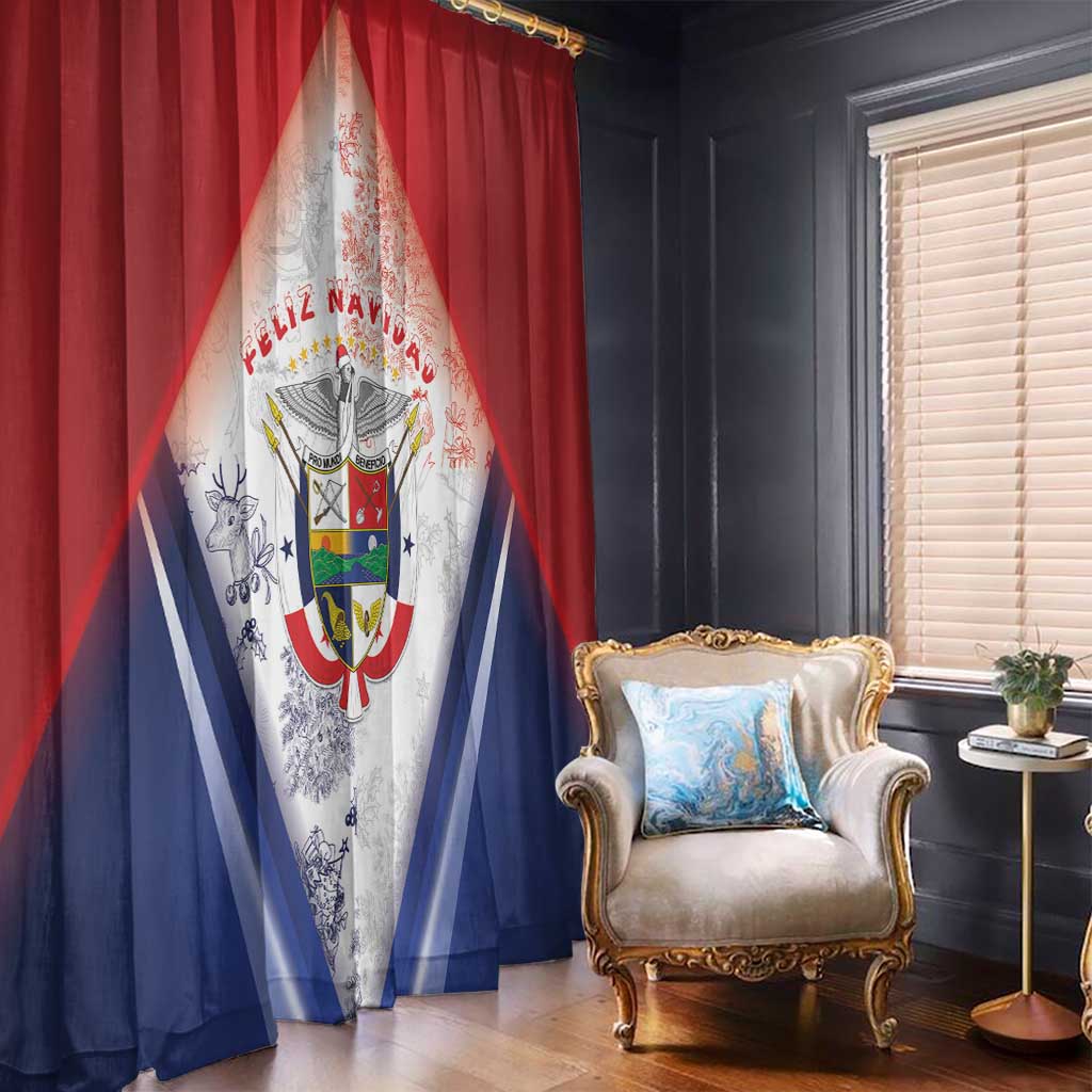 Panama Christmas Window Curtain Coat Of Arms Santa Harpy - Wonder Print Shop
