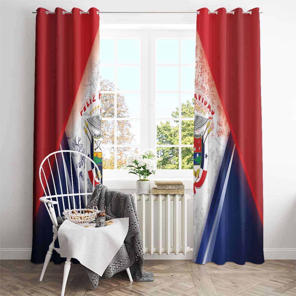 Panama Christmas Window Curtain Coat Of Arms Santa Harpy - Wonder Print Shop