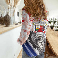 Panama Christmas Women Casual Shirt Coat Of Arms Santa Harpy - Wonder Print Shop