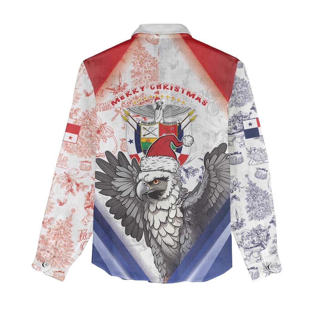 Panama Christmas Women Casual Shirt Coat Of Arms Santa Harpy - Wonder Print Shop