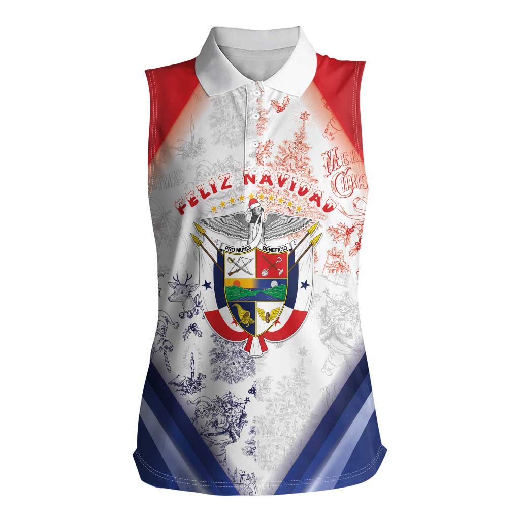 Panama Christmas Women Sleeveless Polo Shirt Coat Of Arms Santa Harpy - Wonder Print Shop