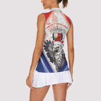 Panama Christmas Women Sleeveless Polo Shirt Coat Of Arms Santa Harpy - Wonder Print Shop