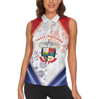 Panama Christmas Women Sleeveless Polo Shirt Coat Of Arms Santa Harpy - Wonder Print Shop
