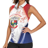 Panama Christmas Women Sleeveless Polo Shirt Coat Of Arms Santa Harpy - Wonder Print Shop