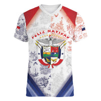 Panama Christmas Women V-Neck T-Shirt Coat Of Arms Santa Harpy - Wonder Print Shop