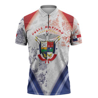 Panama Christmas Zipper Polo Shirt Coat Of Arms Santa Harpy - Wonder Print Shop