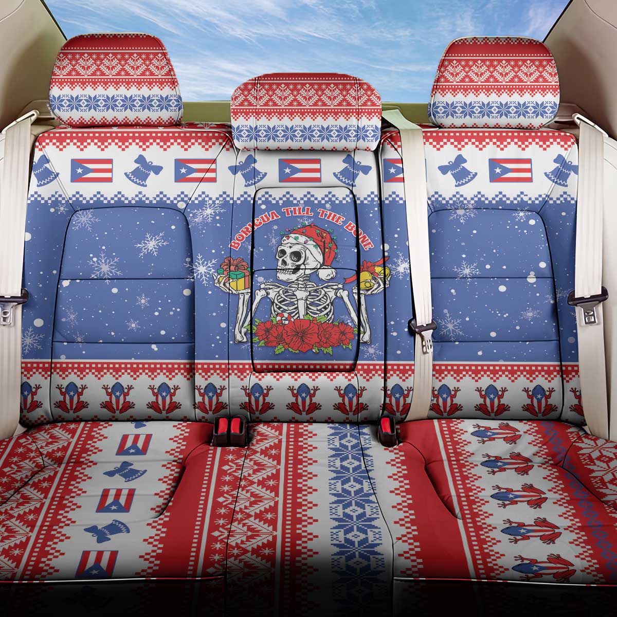 Puerto Rico Christmas Back Car Seat Cover Boricua Till The Bone - Wonder Print Shop