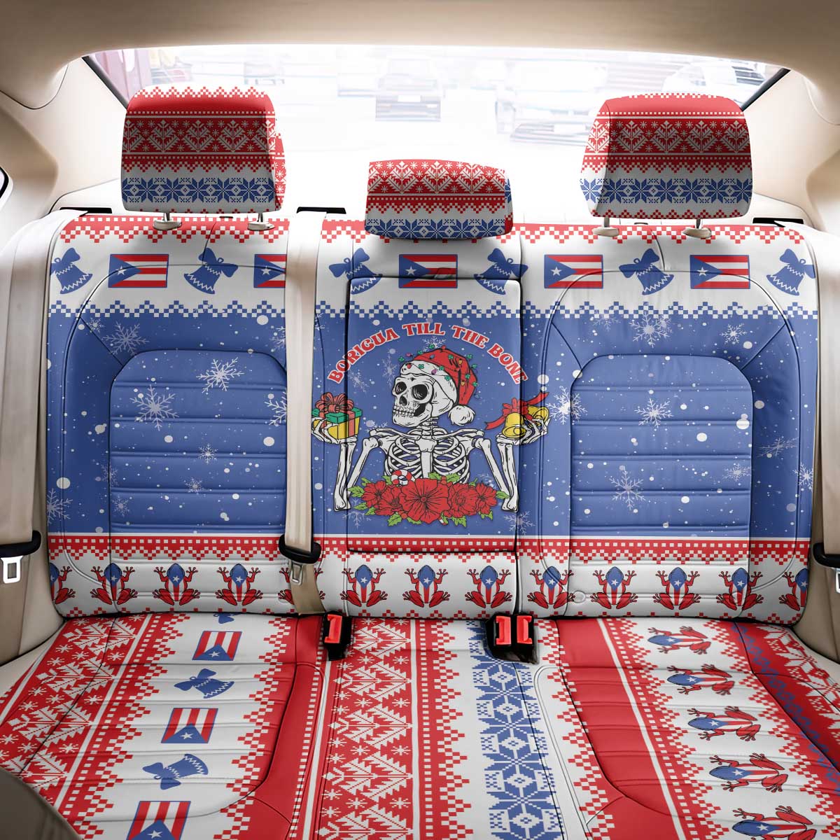 Puerto Rico Christmas Back Car Seat Cover Boricua Till The Bone - Wonder Print Shop