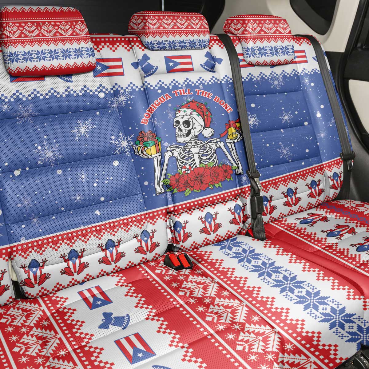 Puerto Rico Christmas Back Car Seat Cover Boricua Till The Bone - Wonder Print Shop