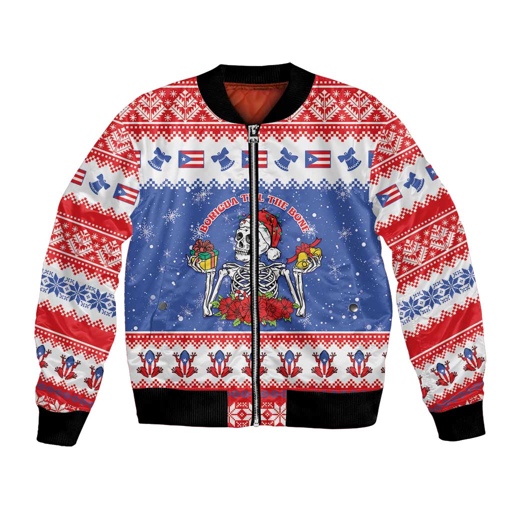 Puerto Rico Christmas Bomber Jacket Boricua Till The Bone - Wonder Print Shop
