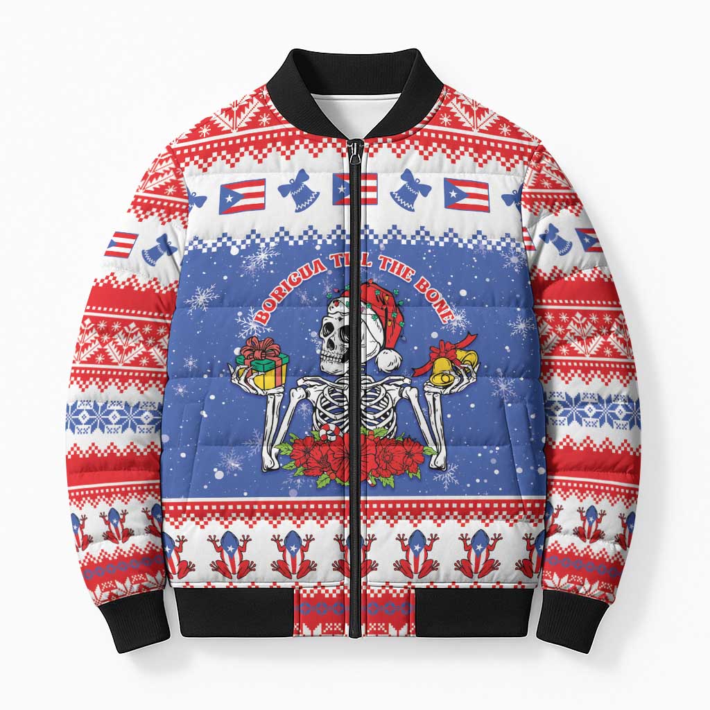 Puerto Rico Christmas Bomber Puffer Jacket Boricua Till The Bone - Wonder Print Shop