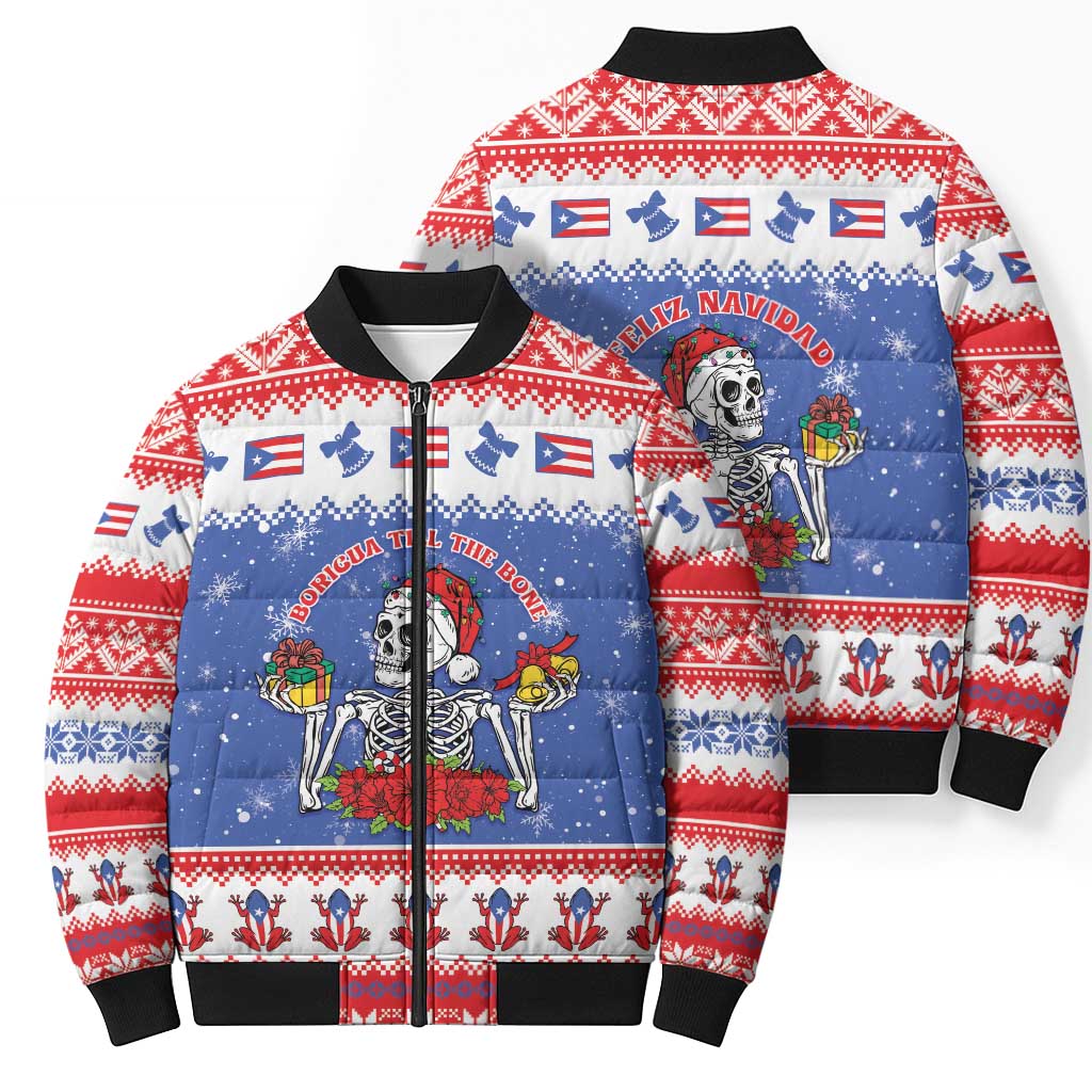 Puerto Rico Christmas Bomber Puffer Jacket Boricua Till The Bone - Wonder Print Shop