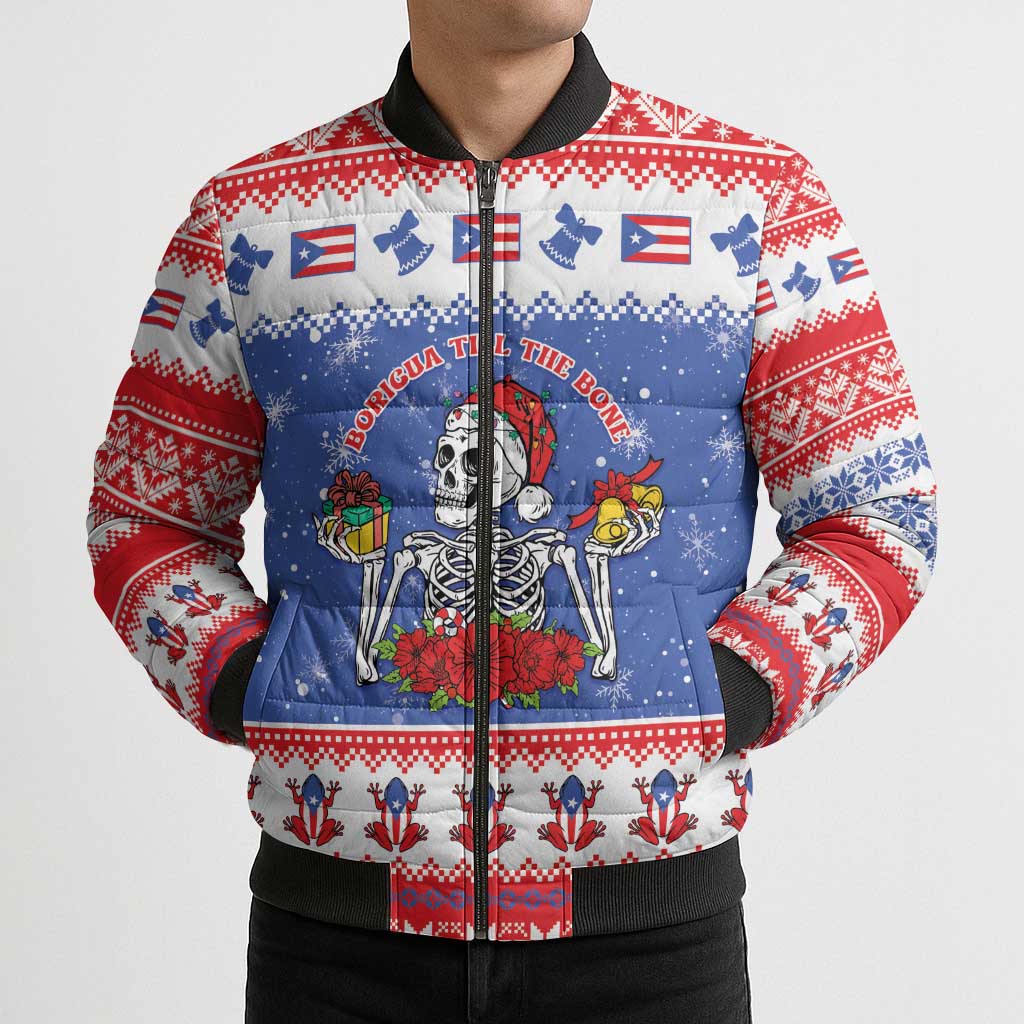 Puerto Rico Christmas Bomber Puffer Jacket Boricua Till The Bone - Wonder Print Shop
