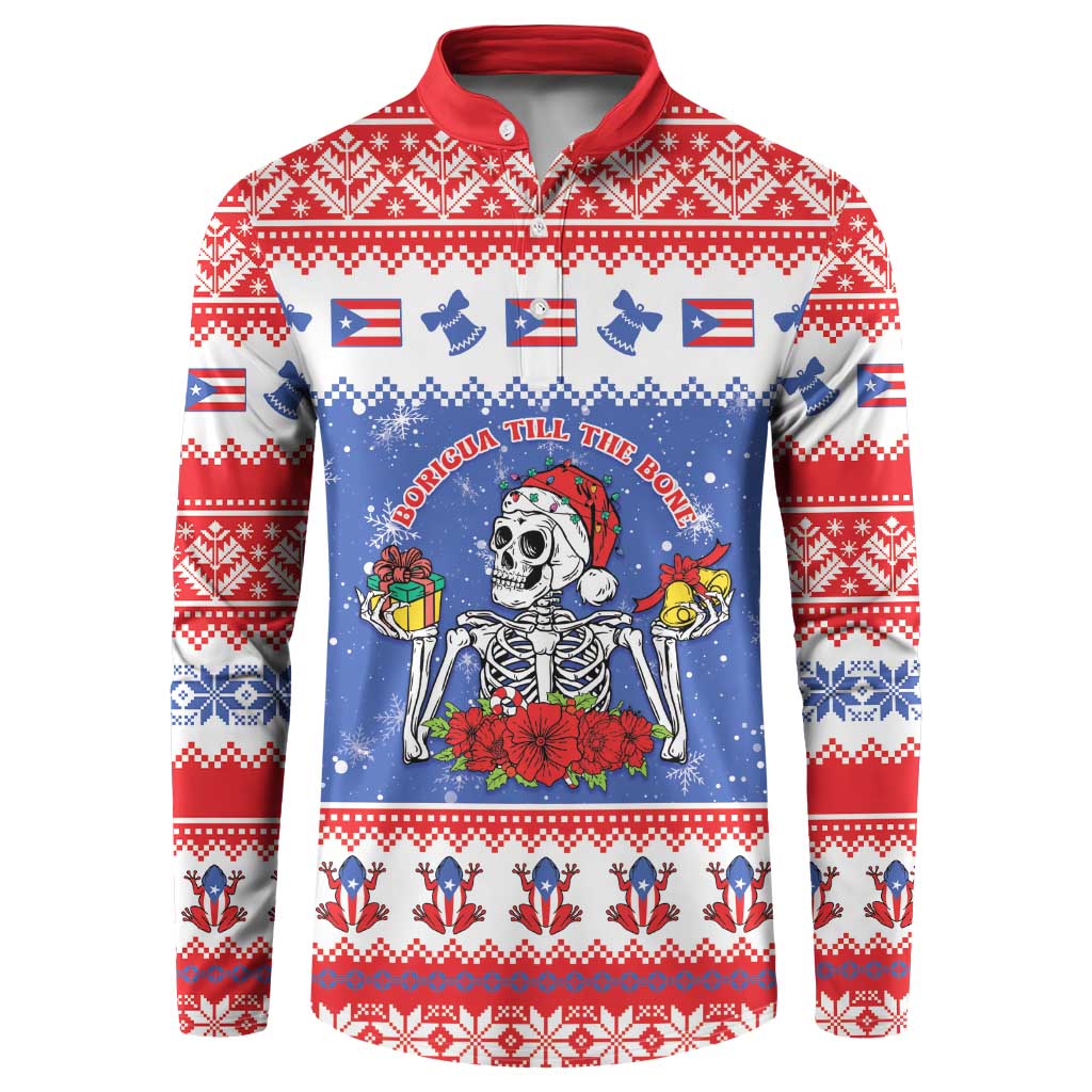 Puerto Rico Christmas Button Sweatshirt Boricua Till The Bone - Wonder Print Shop