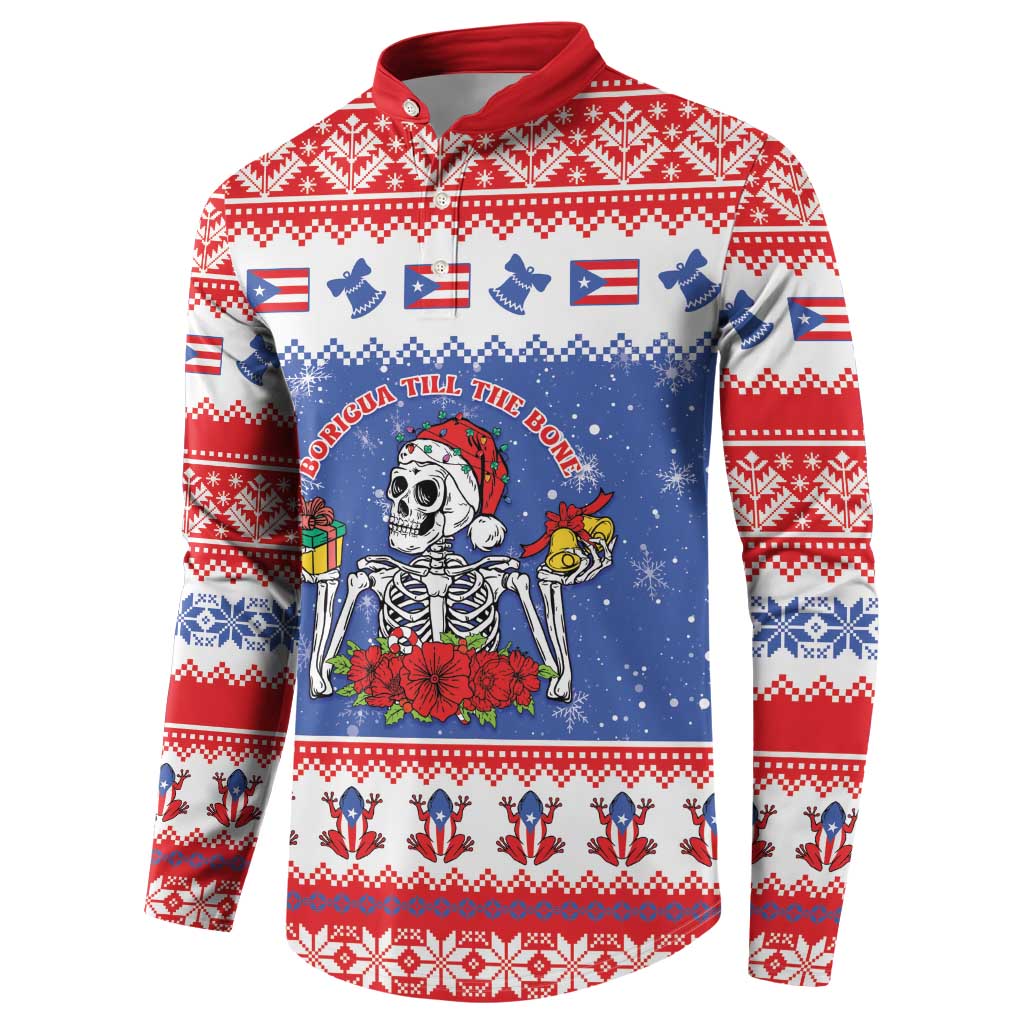 Puerto Rico Christmas Button Sweatshirt Boricua Till The Bone - Wonder Print Shop