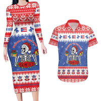 Puerto Rico Christmas Couples Matching Long Sleeve Bodycon Dress and Hawaiian Shirt Boricua Till The Bone - Wonder Print Shop