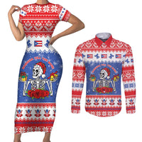 Puerto Rico Christmas Couples Matching Short Sleeve Bodycon Dress and Long Sleeve Button Shirt Boricua Till The Bone - Wonder Print Shop