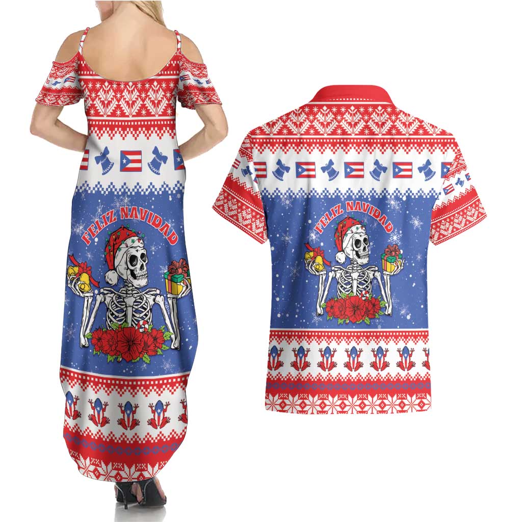 Puerto Rico Christmas Couples Matching Summer Maxi Dress and Hawaiian Shirt Boricua Till The Bone - Wonder Print Shop