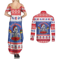 Puerto Rico Christmas Couples Matching Summer Maxi Dress and Long Sleeve Button Shirt Boricua Till The Bone - Wonder Print Shop
