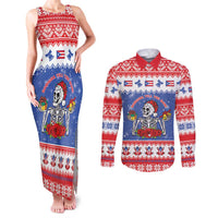 Puerto Rico Christmas Couples Matching Tank Maxi Dress and Long Sleeve Button Shirt Boricua Till The Bone - Wonder Print Shop