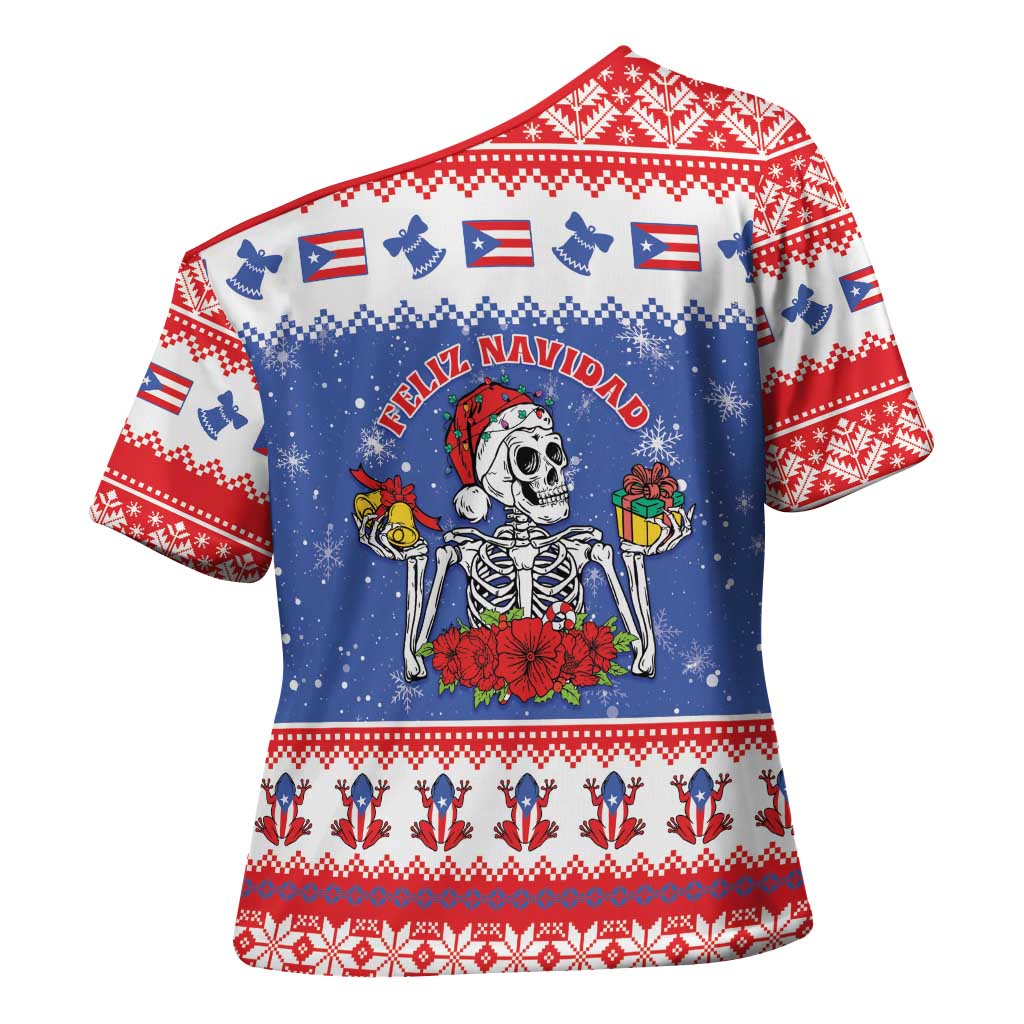 Puerto Rico Christmas Cross Shoulder Shirt Boricua Till The Bone - Wonder Print Shop