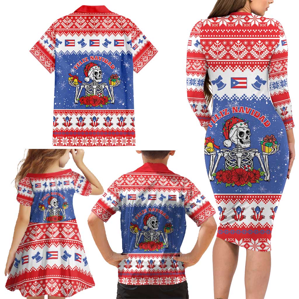 Puerto Rico Christmas Family Matching Long Sleeve Bodycon Dress and Hawaiian Shirt Boricua Till The Bone - Wonder Print Shop
