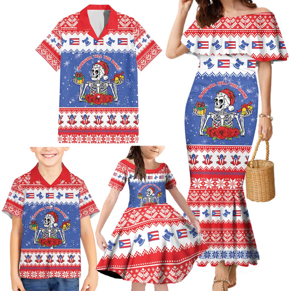 Puerto Rico Christmas Family Matching Mermaid Dress and Hawaiian Shirt Boricua Till The Bone - Wonder Print Shop
