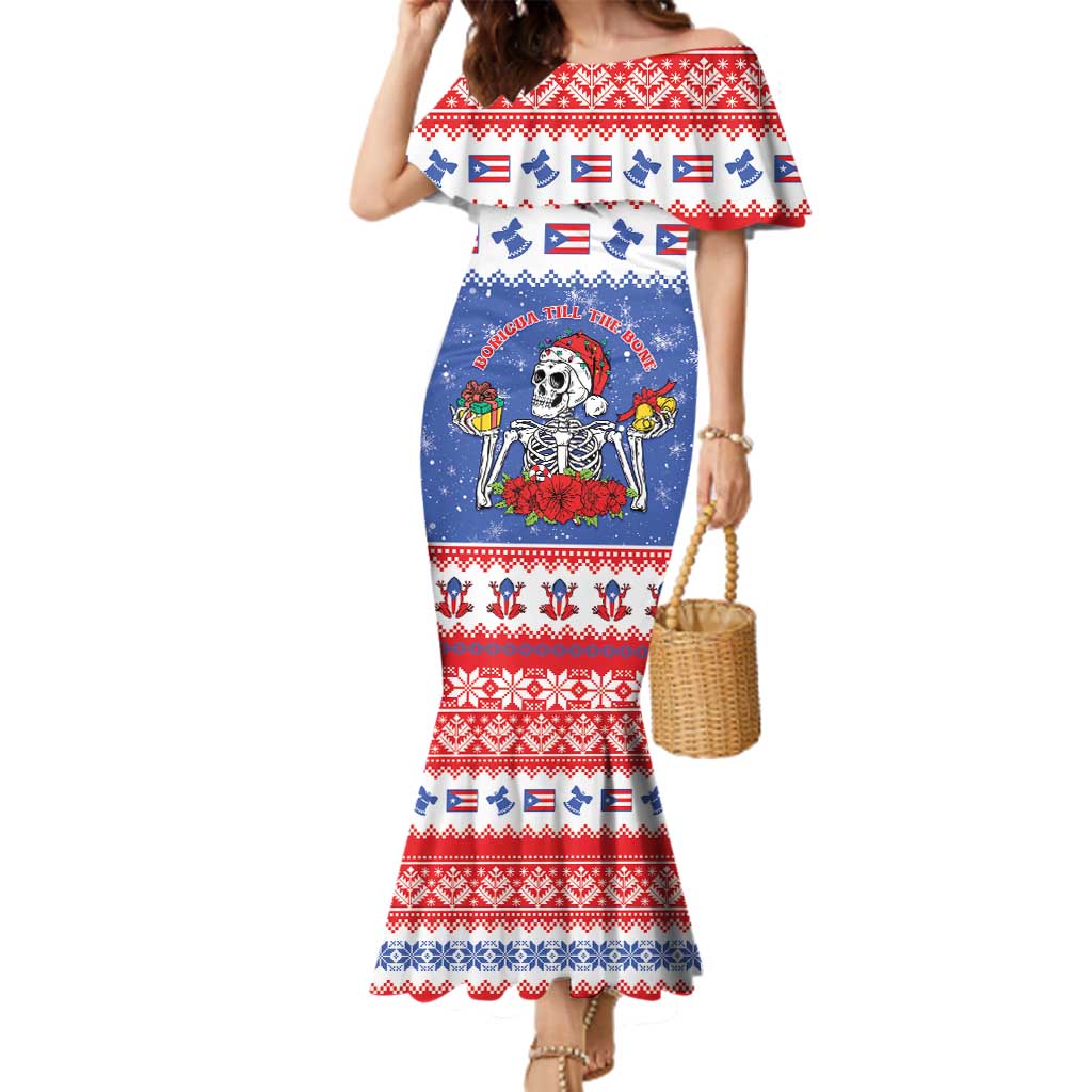 Puerto Rico Christmas Family Matching Mermaid Dress and Hawaiian Shirt Boricua Till The Bone - Wonder Print Shop