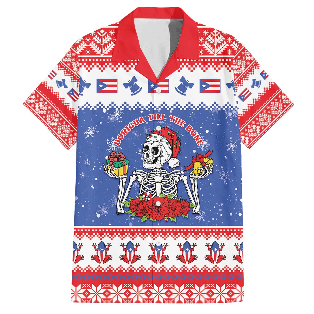 Puerto Rico Christmas Family Matching Off The Shoulder Long Sleeve Dress and Hawaiian Shirt Boricua Till The Bone - Wonder Print Shop