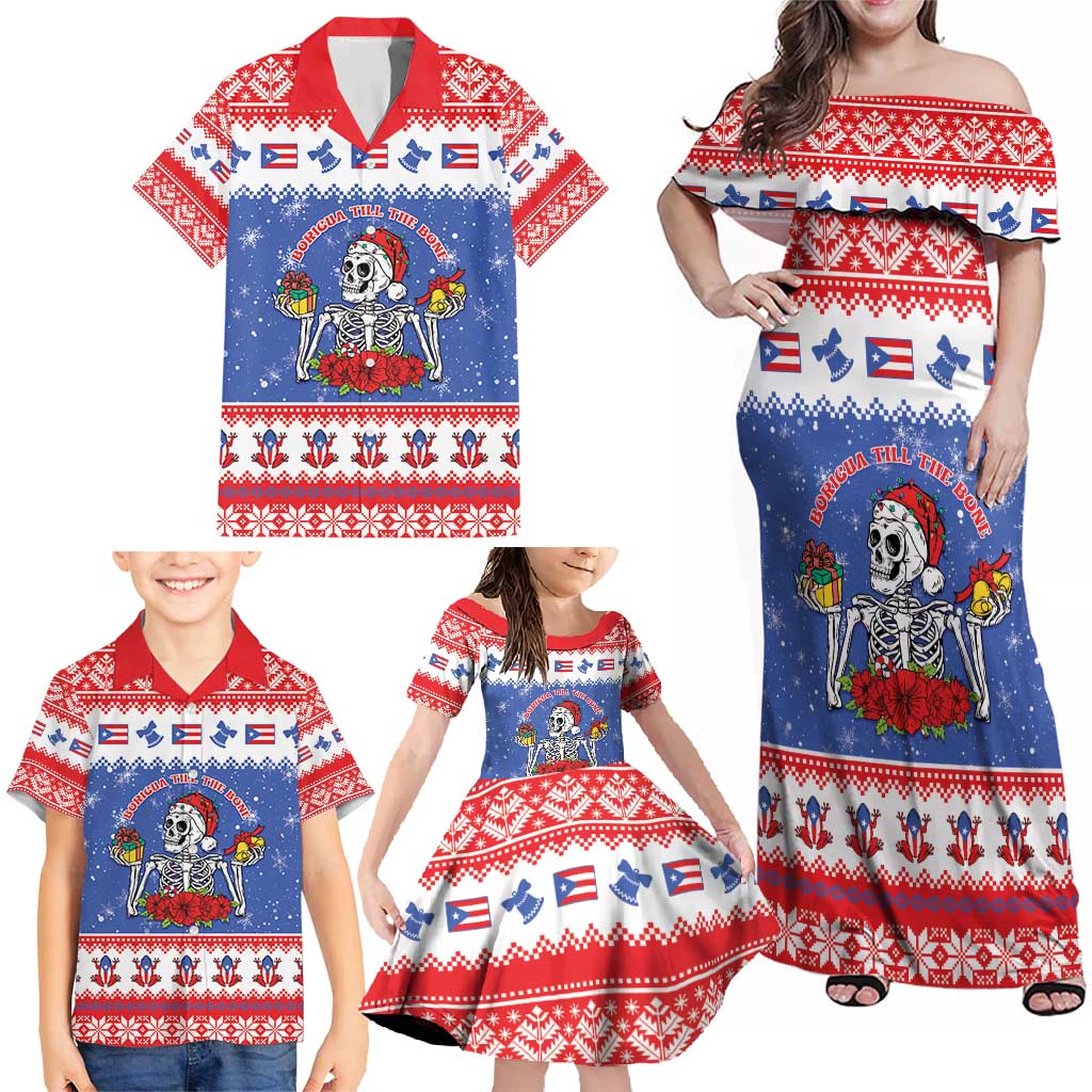 Puerto Rico Christmas Family Matching Off Shoulder Maxi Dress and Hawaiian Shirt Boricua Till The Bone - Wonder Print Shop