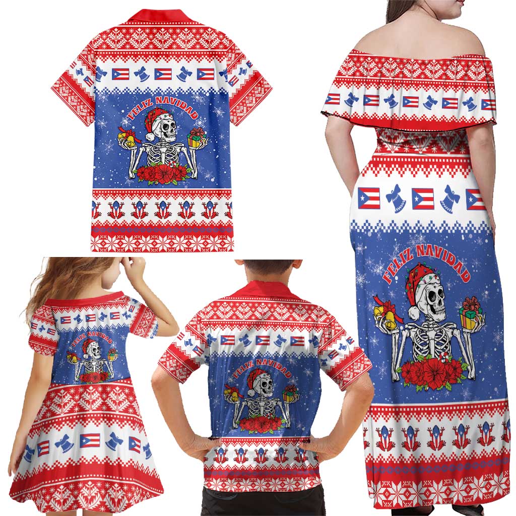 Puerto Rico Christmas Family Matching Off Shoulder Maxi Dress and Hawaiian Shirt Boricua Till The Bone - Wonder Print Shop