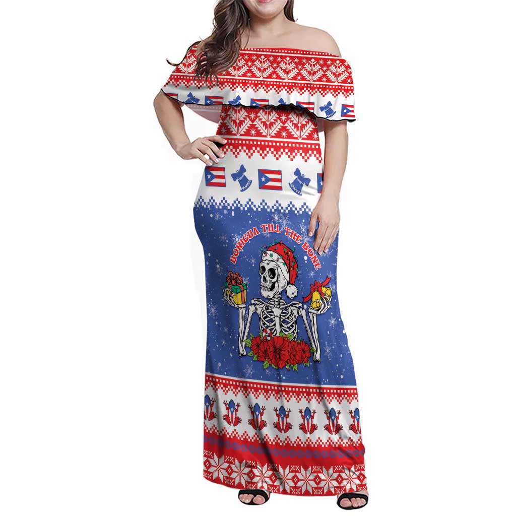 Puerto Rico Christmas Family Matching Off Shoulder Maxi Dress and Hawaiian Shirt Boricua Till The Bone - Wonder Print Shop