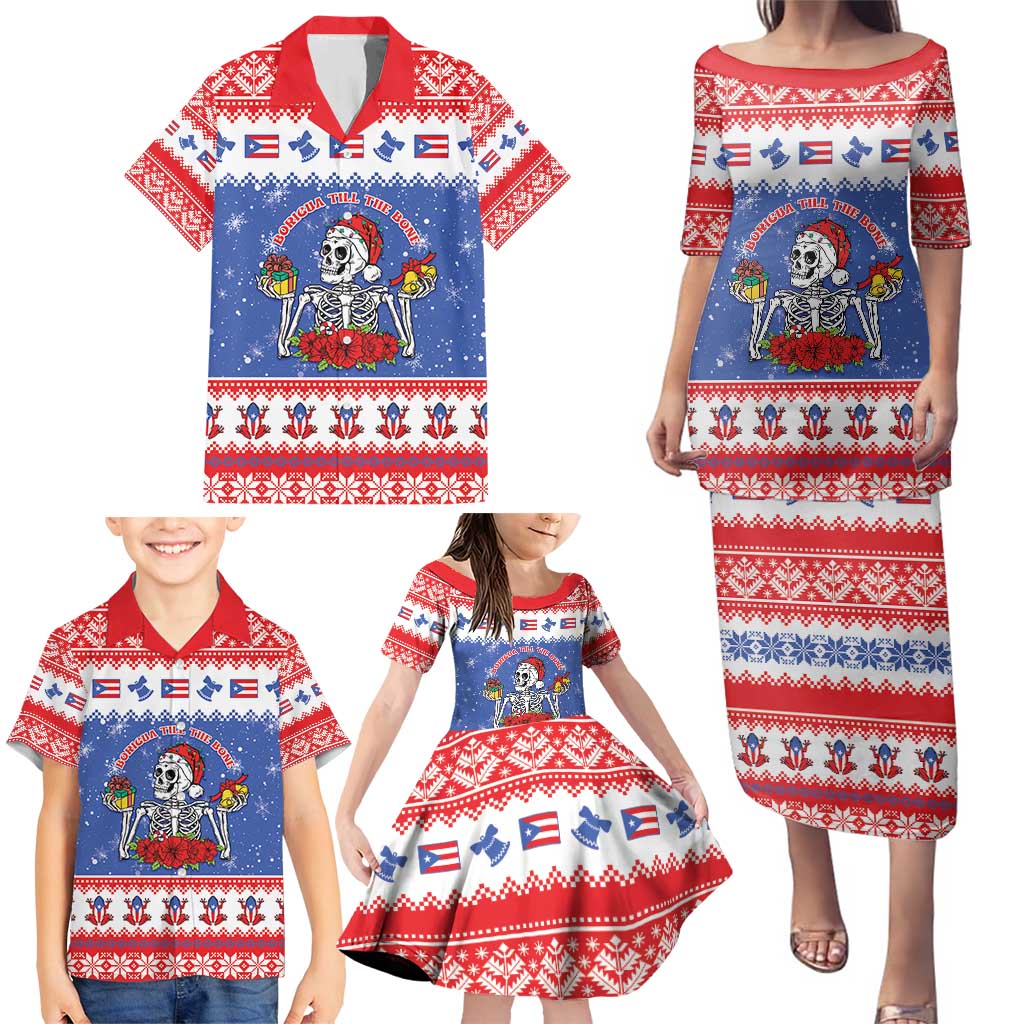 Puerto Rico Christmas Family Matching Puletasi and Hawaiian Shirt Boricua Till The Bone - Wonder Print Shop