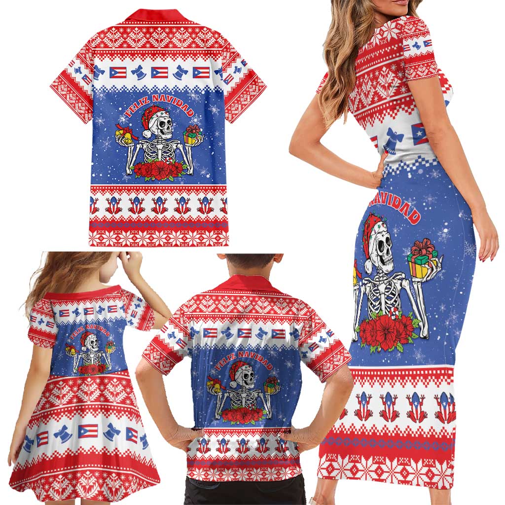 Puerto Rico Christmas Family Matching Short Sleeve Bodycon Dress and Hawaiian Shirt Boricua Till The Bone - Wonder Print Shop
