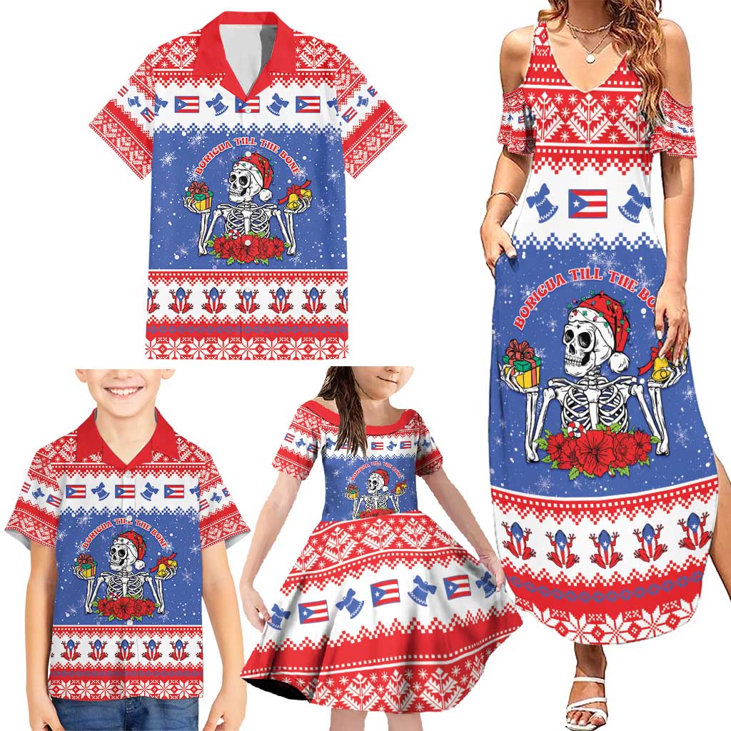 Puerto Rico Christmas Family Matching Summer Maxi Dress and Hawaiian Shirt Boricua Till The Bone - Wonder Print Shop